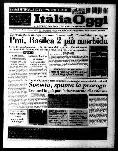 Italia oggi : quotidiano di economia finanza e politica